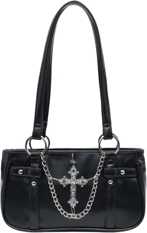Milumia Women's Gothic Pu Leather Clutch Shoulder Bags Y2K Punk Vintage Handbag