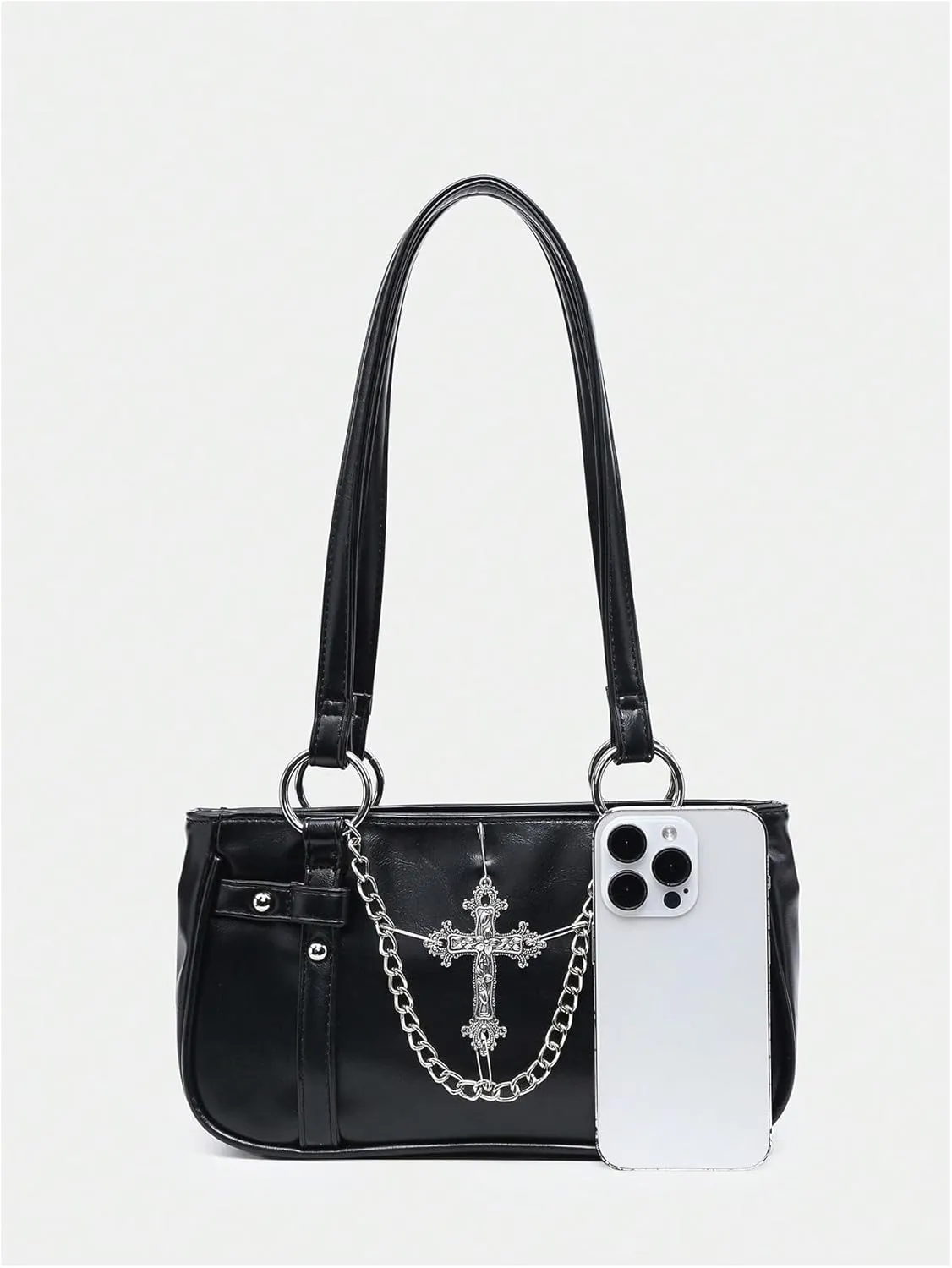 Milumia Women's Gothic Pu Leather Clutch Shoulder Bags Y2K Punk Vintage Handbag