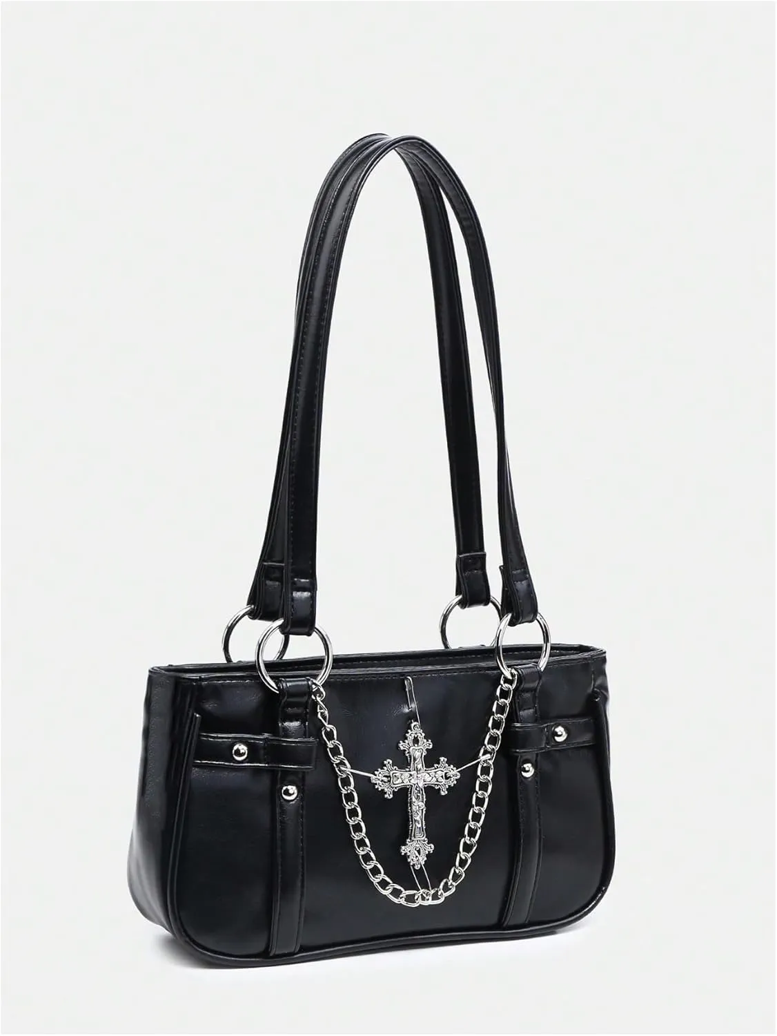 Milumia Women's Gothic Pu Leather Clutch Shoulder Bags Y2K Punk Vintage Handbag