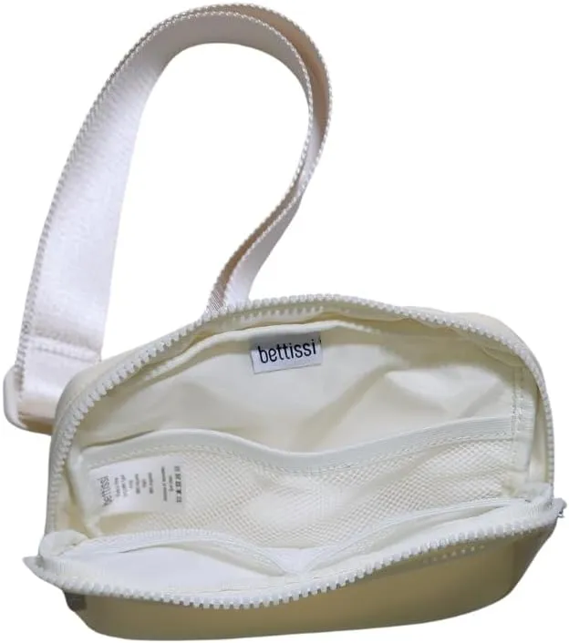 Mini Belt Bag Fanny Pack for Women, Men, Junior, Teens, Unisex Fashion Waist Crossbody Sling Bags, Travel Biking, Everywhere with Adjustable Strap, Lightweight Nylon Waterproof (Ivory)