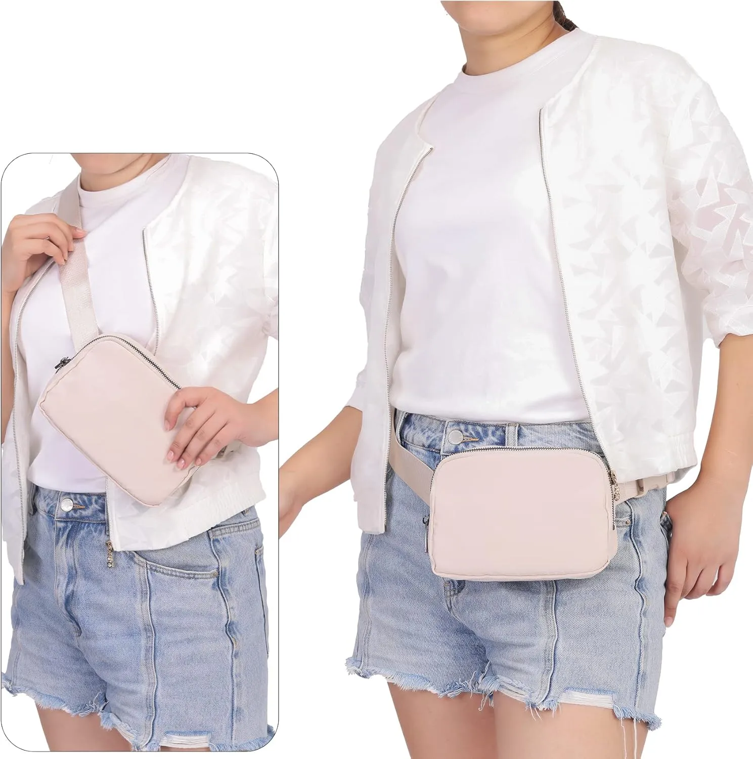 Mini Belt Bag Waist Small Pouch With Strap Fanny Pack Crossbody bag For Women Bum Bag For Workout Sports Traveling Walking Running Hiking Cycling Shopping Hiking,Nylon WaterproofBeige