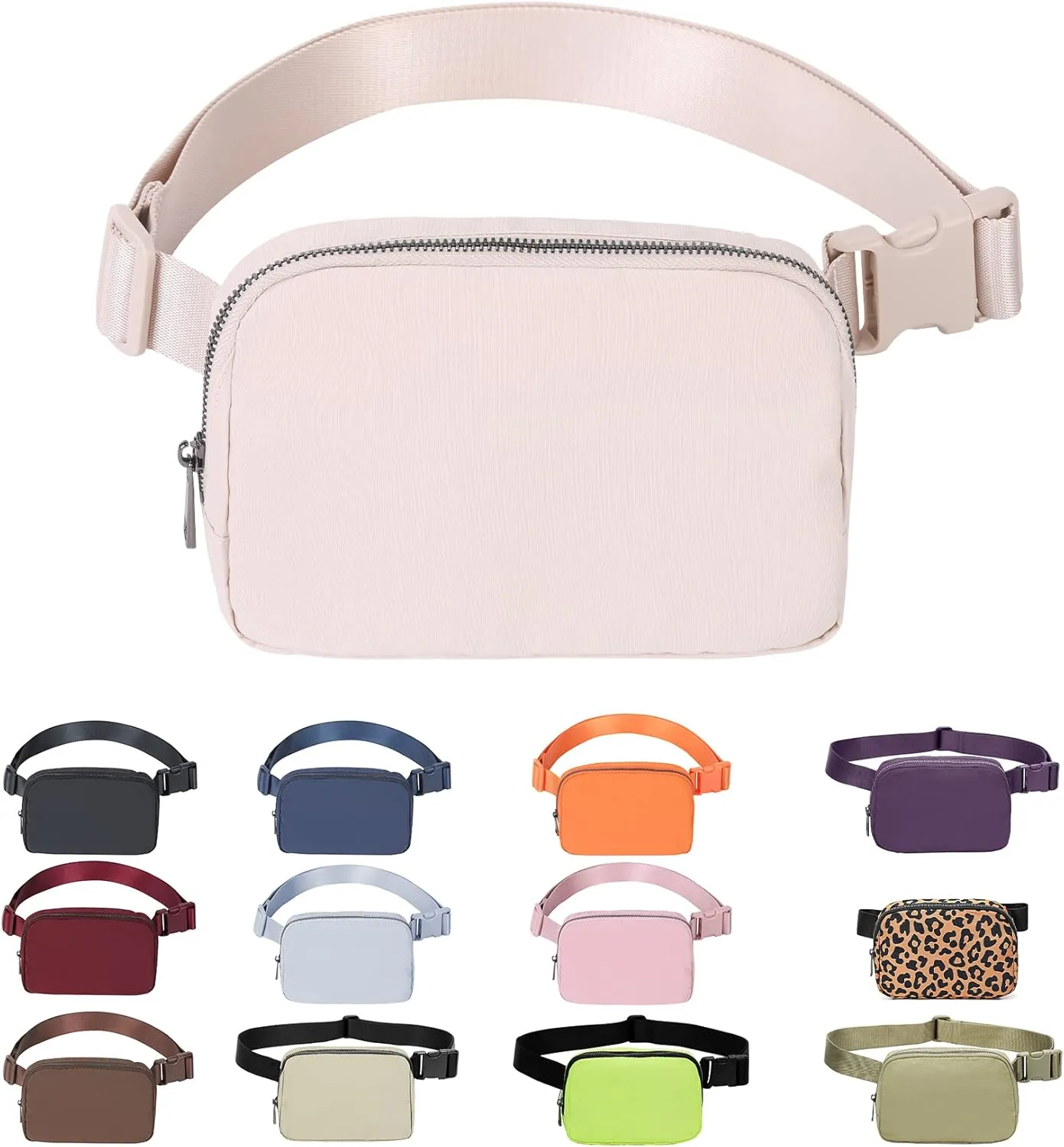 Mini Belt Bag Waist Small Pouch With Strap Fanny Pack Crossbody bag For Women Bum Bag For Workout Sports Traveling Walking Running Hiking Cycling Shopping Hiking,Nylon WaterproofBeige