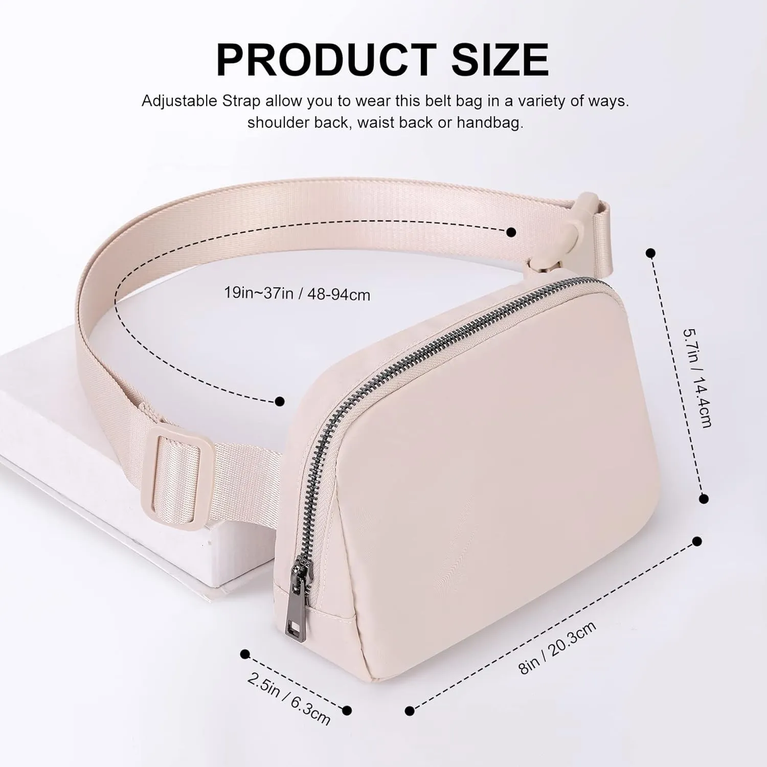 Mini Belt Bag Waist Small Pouch With Strap Fanny Pack Crossbody bag For Women Bum Bag For Workout Sports Traveling Walking Running Hiking Cycling Shopping Hiking,Nylon Waterproof,Black