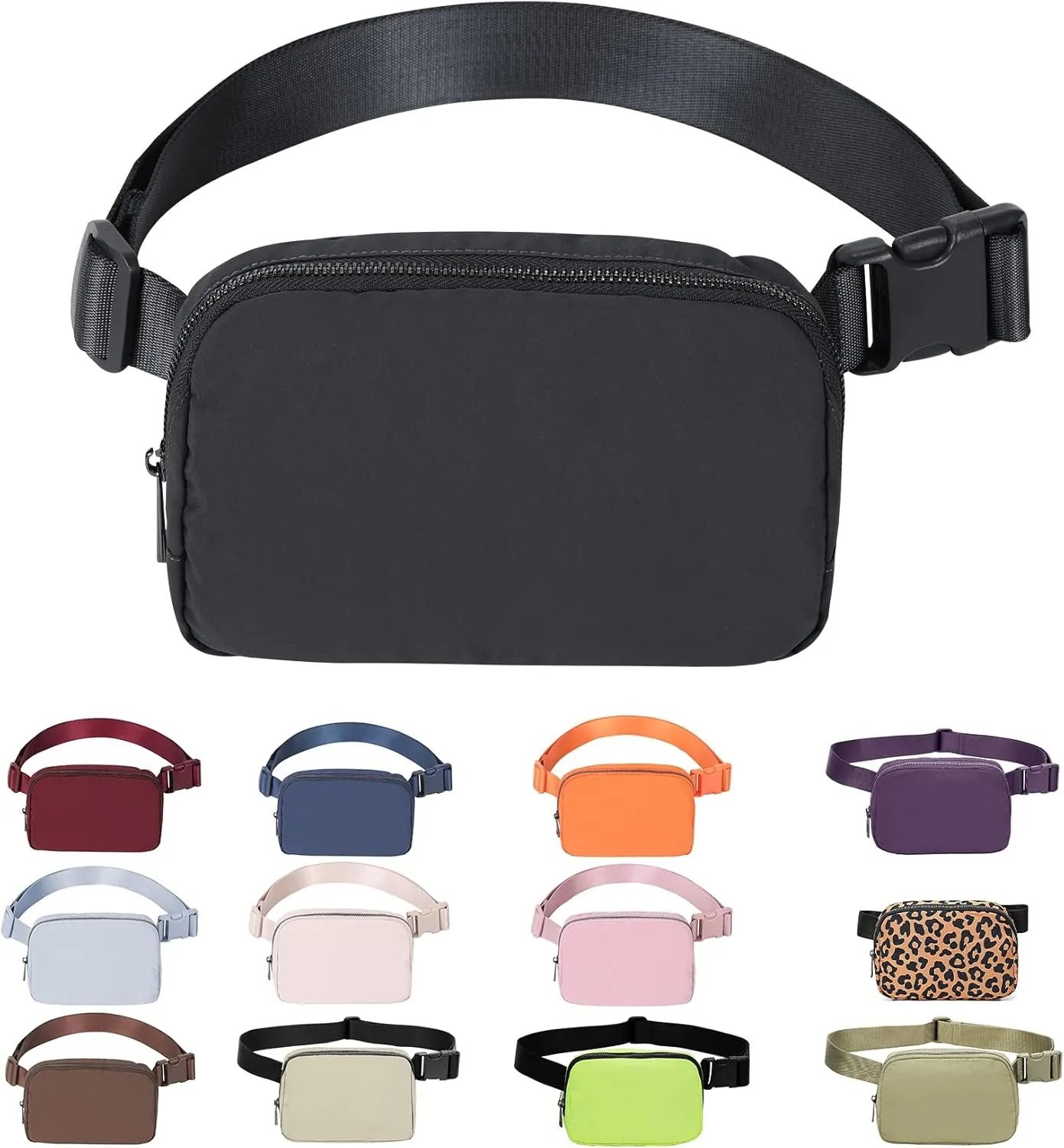 Mini Belt Bag Waist Small Pouch With Strap Fanny Pack Crossbody bag For Women Bum Bag For Workout Sports Traveling Walking Running Hiking Cycling Shopping Hiking,Nylon Waterproof,Black