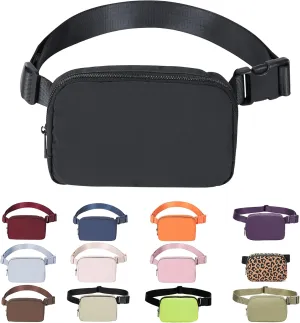 Mini Belt Bag Waist Small Pouch With Strap Fanny Pack Crossbody bag For Women Bum Bag For Workout Sports Traveling Walking Running Hiking Cycling Shopping Hiking,Nylon Waterproof,Black