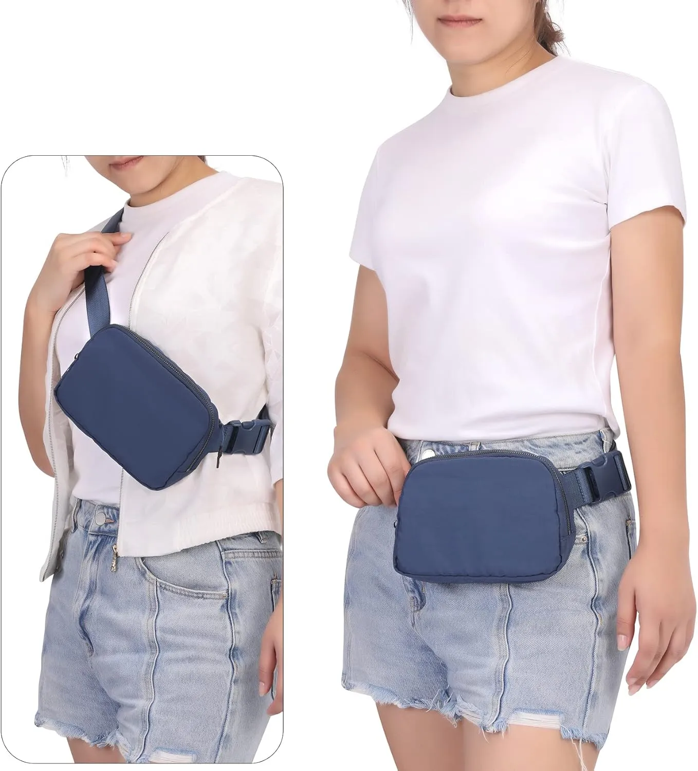Mini Belt Bag Waist Small Pouch With Strap Fanny Pack Crossbody bag For Women Bum Bag For Workout Sports Traveling Walking Running Hiking Cycling Shopping Hiking,Nylon WaterproofBlue