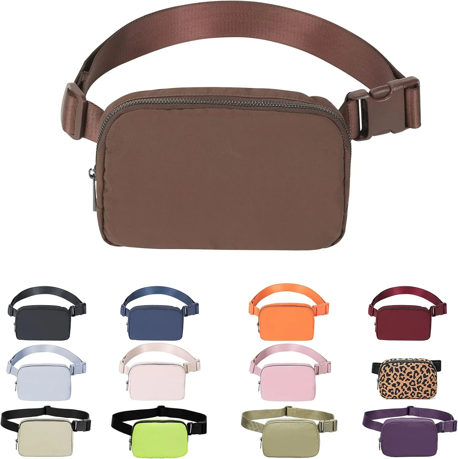 Mini Belt Bag Waist Small Pouch With Strap Fanny Pack Crossbody bag For Women Bum Bag For Workout Sports Traveling Walking Running Hiking Cycling Shopping Hiking,Nylon WaterproofBrown