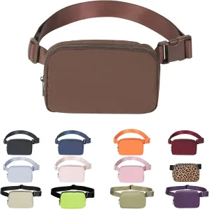Mini Belt Bag Waist Small Pouch With Strap Fanny Pack Crossbody bag For Women Bum Bag For Workout Sports Traveling Walking Running Hiking Cycling Shopping Hiking,Nylon WaterproofBrown