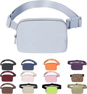 Mini Belt Bag Waist Small Pouch With Strap Fanny Pack Crossbody bag For Women Bum Bag For Workout Sports Traveling Walking Running Hiking Shopping Hiking,Nylon WaterproofLight Grey