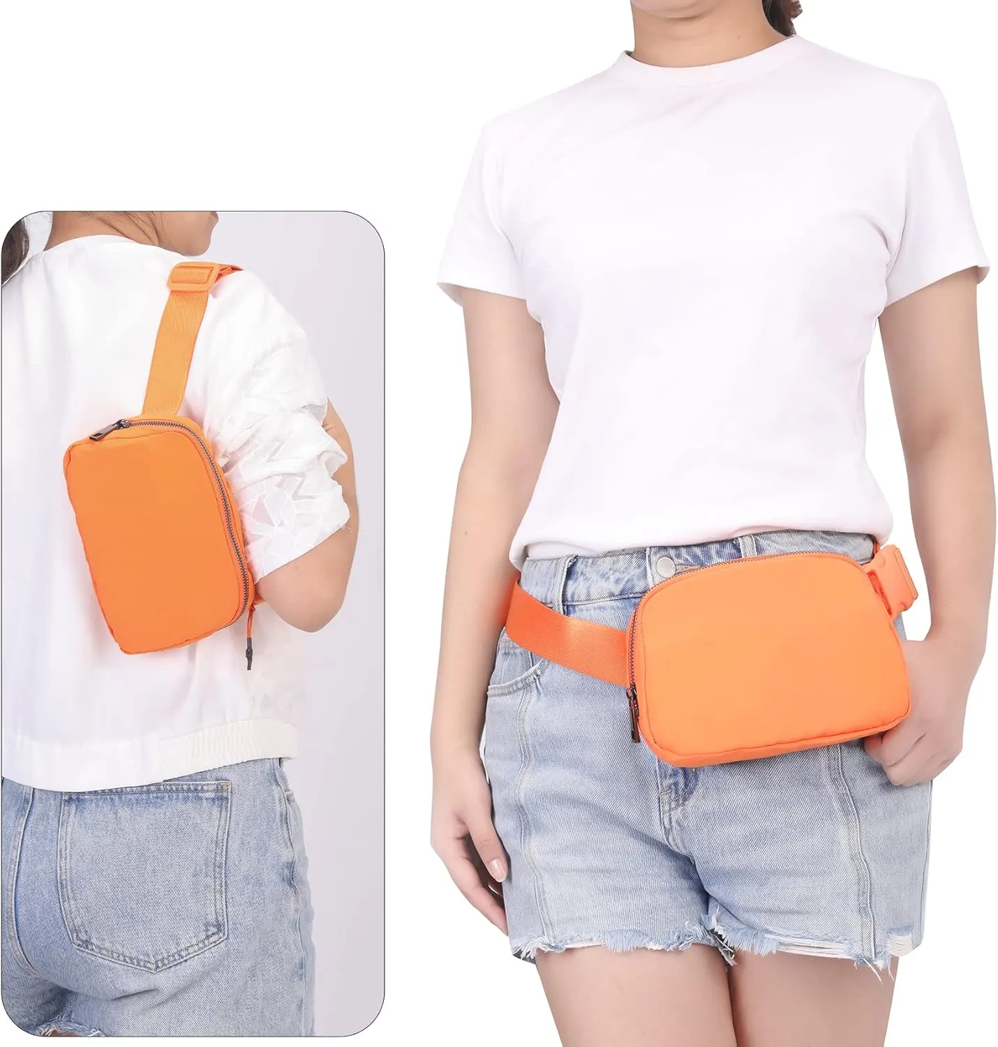 Mini BeltBag Waist Small Pouch With Strap Fanny Pack Crossbody bag For Women BumBag For Workout Sports Traveling Walking Running Hiking Cycling Shopping Hiking,Nylon WaterproofOrange