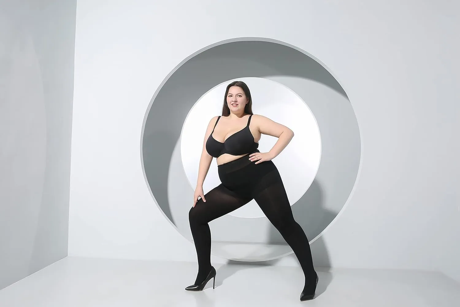 MOOCHI 2 Pairs Women's Plus Size Opaque Tights Control Top High Waist Ultra Soft Elastic