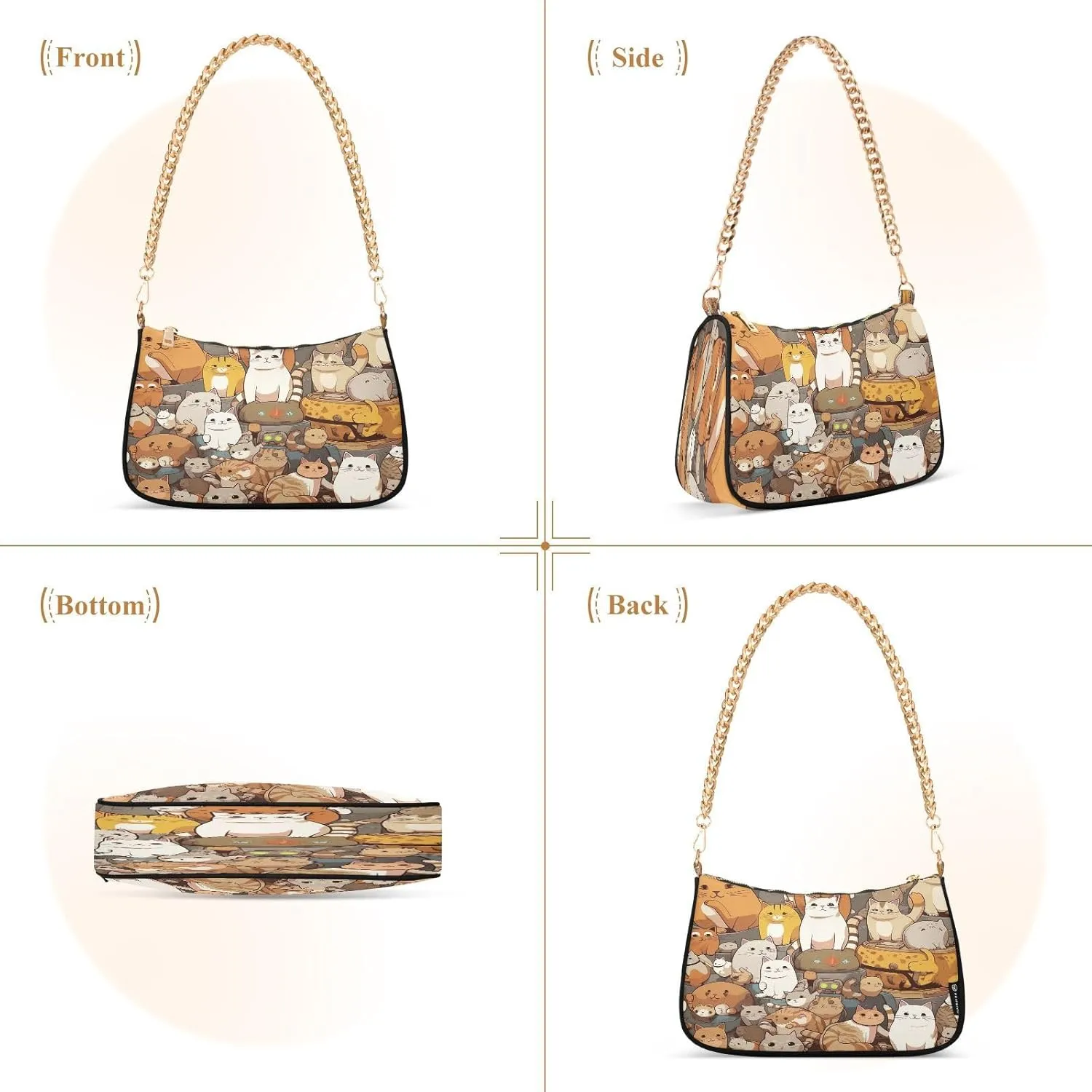 Nautical Blue Watercolor Waves Small Shoulder Bag for Women, Cute Shoulder Bags Aesthetic