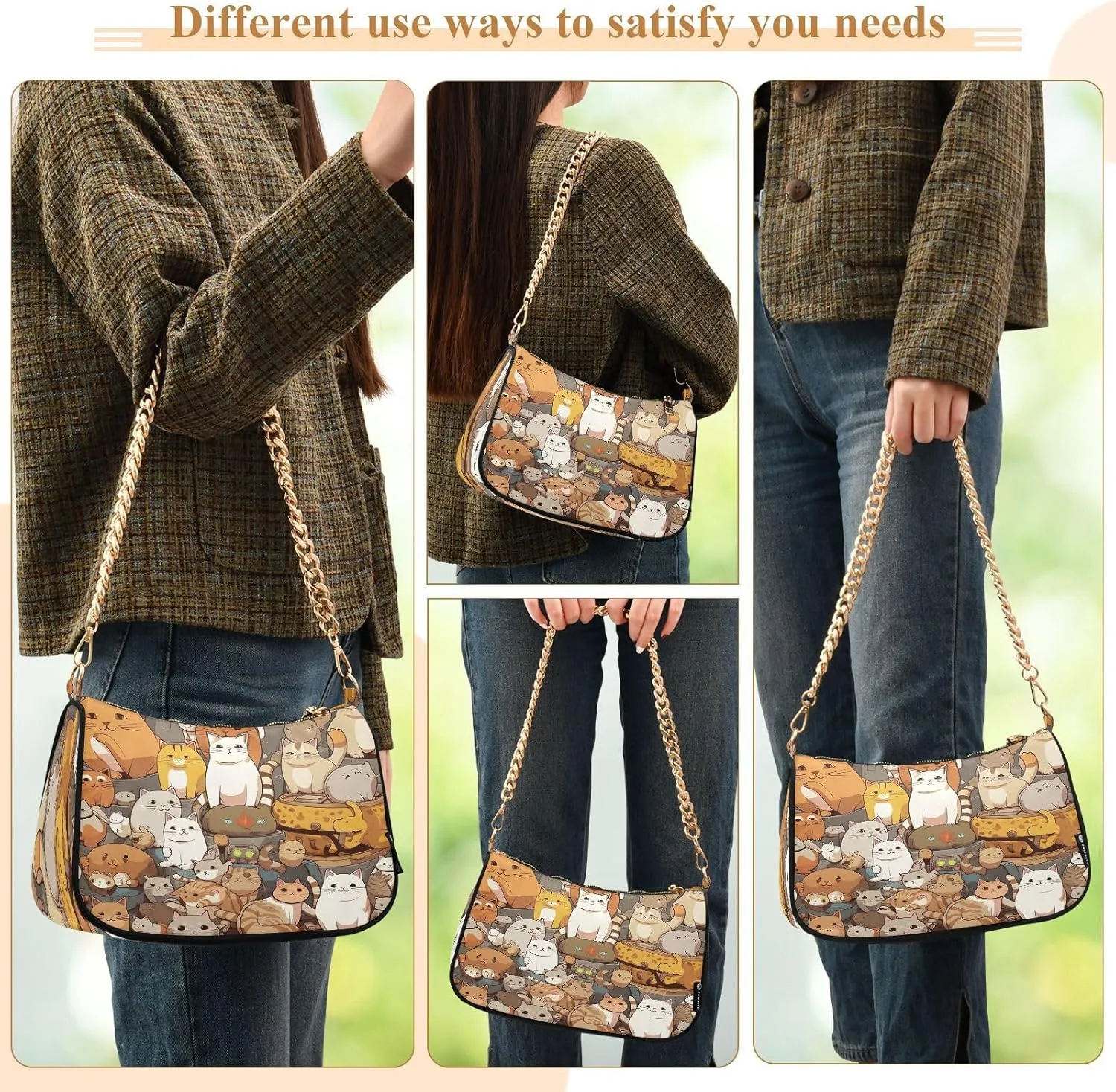 Nautical Blue Watercolor Waves Small Shoulder Bag for Women, Cute Shoulder Bags Aesthetic