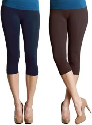NIKIBIKI Women Seamless Basic Capri Legging Tights, Made in U.S.A, One Size