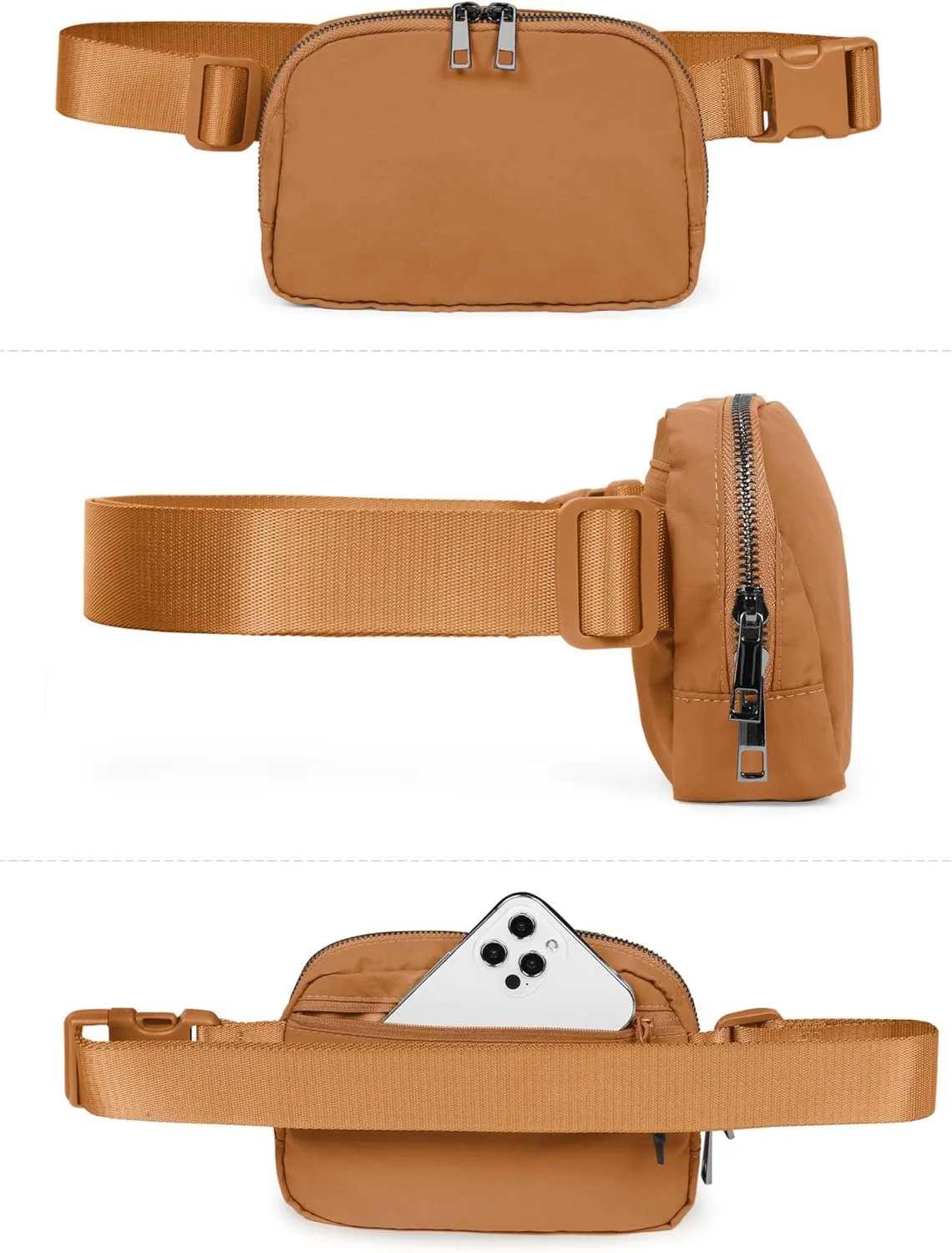 ODODOS Everywhere Belt Bag with Adjustable Strap, Small Waist Pouch Fanny Pack for Workout Running Travelling Hiking, Bronze
