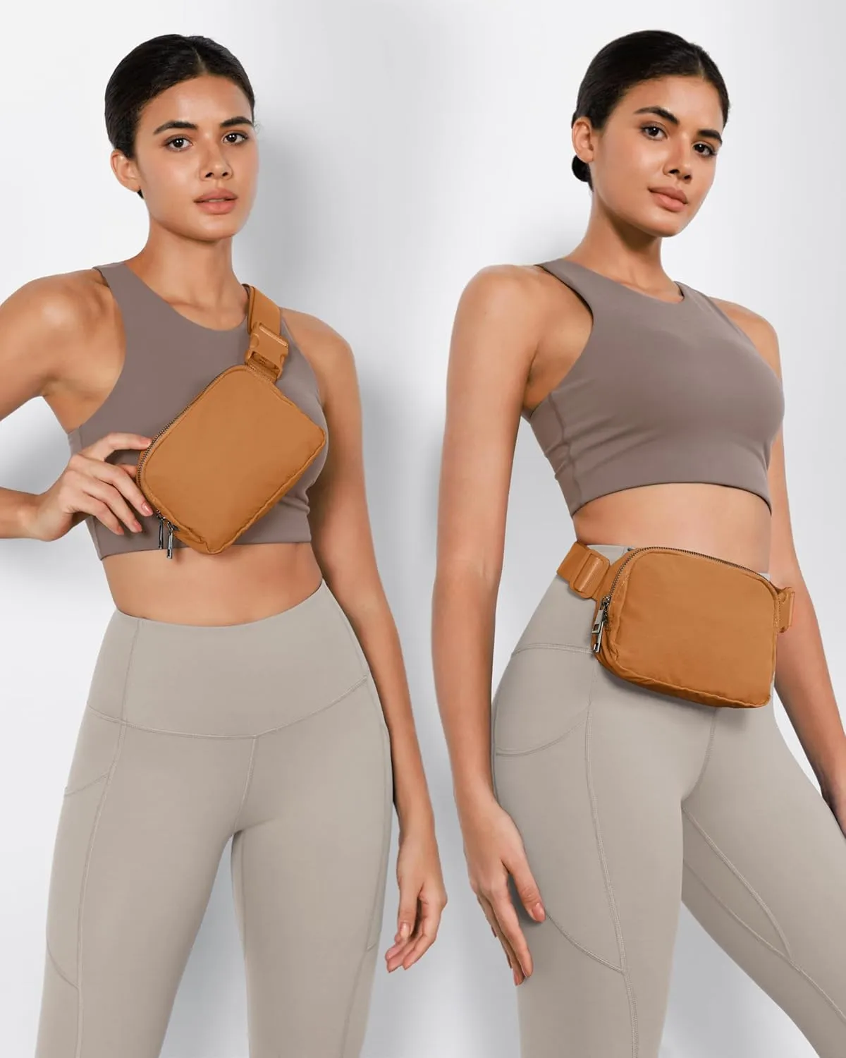 ODODOS Everywhere Belt Bag with Adjustable Strap, Small Waist Pouch Fanny Pack for Workout Running Travelling Hiking, Bronze