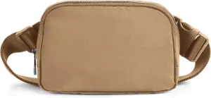 ODODOS Unisex Mini Belt Bag with Adjustable Strap Small Fanny Pack for Workout Running Traveling Hiking, Caramel