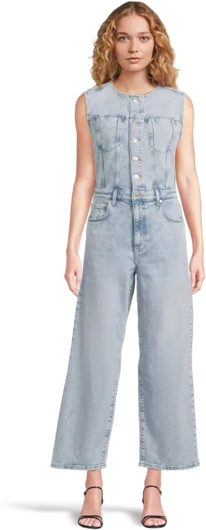 PAIGE Cirie Ankle Denim Jumpsuit, Mezza, 00