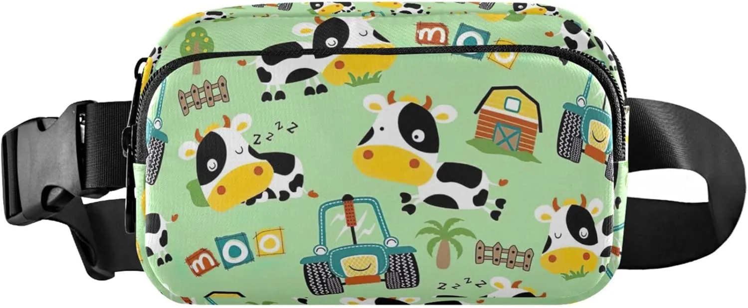 Personalized Cow Farm Animals Truck Women Fanny Pack Waterproof Belt Bags Hip Pack Cute Travel Waist Pouch