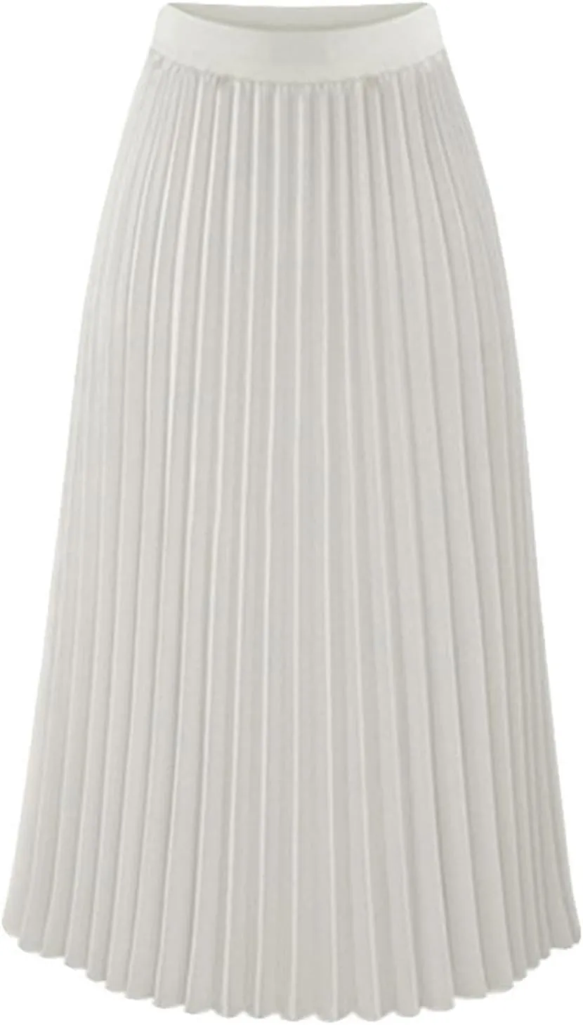 Pleated Skirts for Women High Elastic Waist Midi Long Maxi Skirt Shirring A Line Skirts Fall Winter Mini Dress