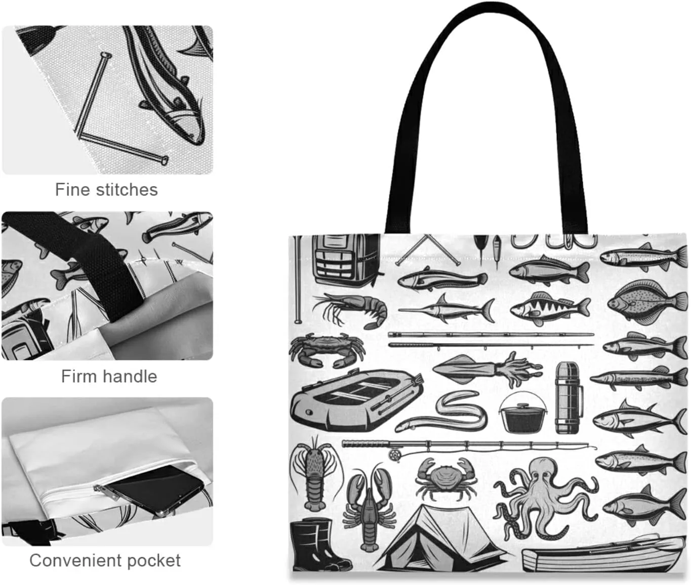 Poeticcity Women Grocery Tote Bag, Canvas Shoulder Bags, Women Handbag for Outdoors