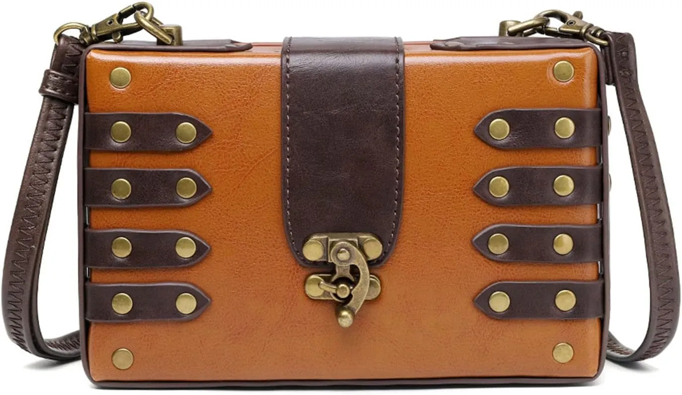 PU Leather Messenger Bag Gothic Retro Crossbody Shoulder Bags Satchel for Women