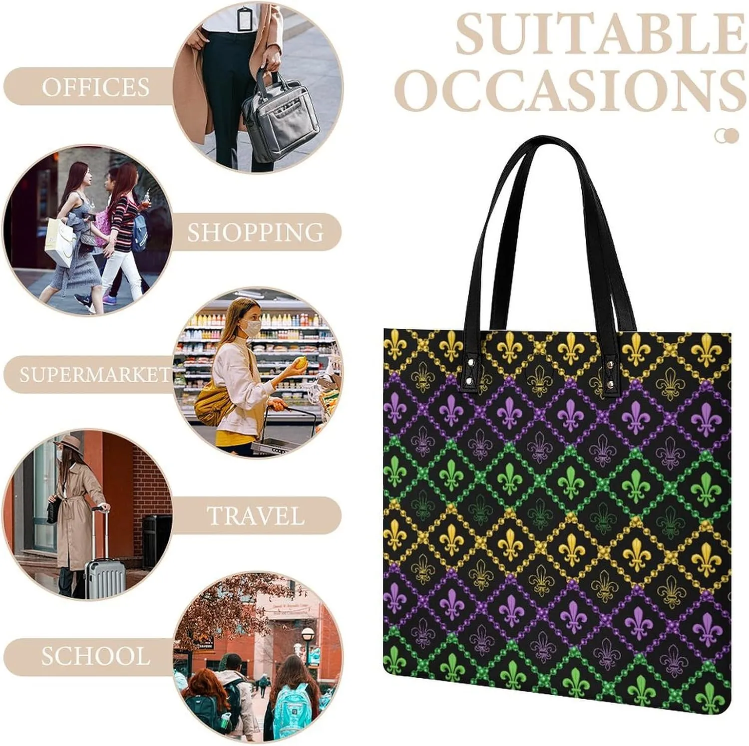 Pu Leather Tote Bag for Women Work Shoulder Bags Purses Handbags