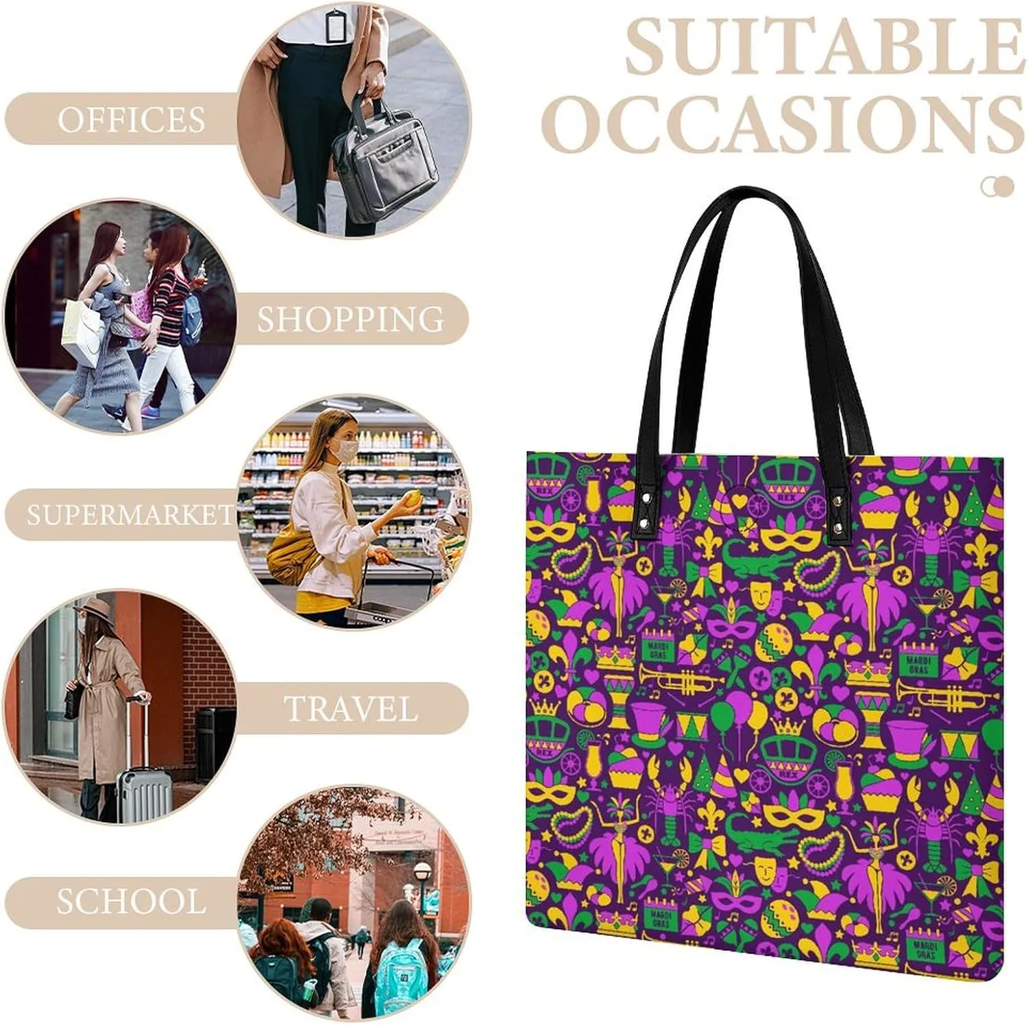 Pu Leather Tote Bag for Women Work Shoulder Bags Purses Handbags