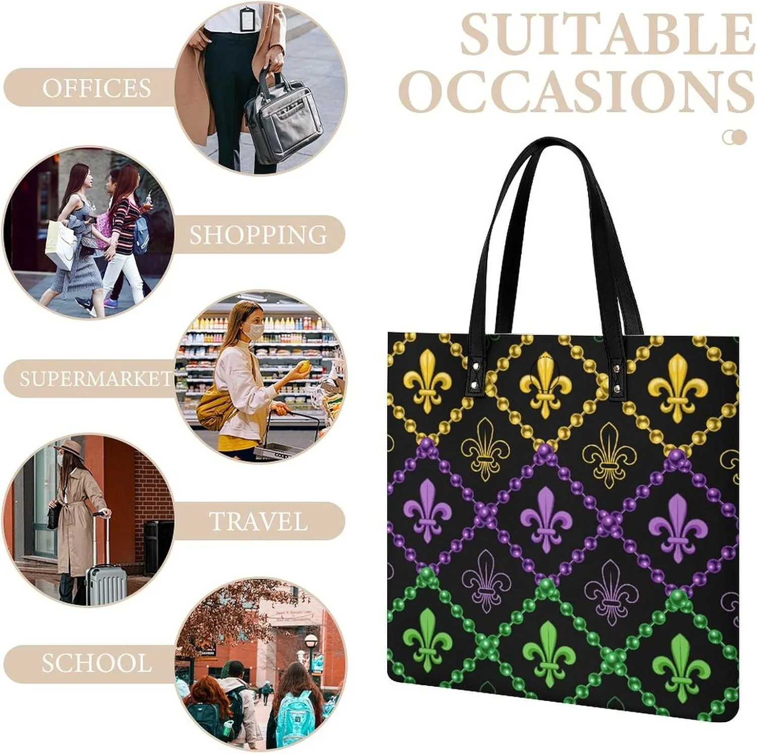 Pu Leather Tote Bag for Women Work Shoulder Bags Purses Handbags