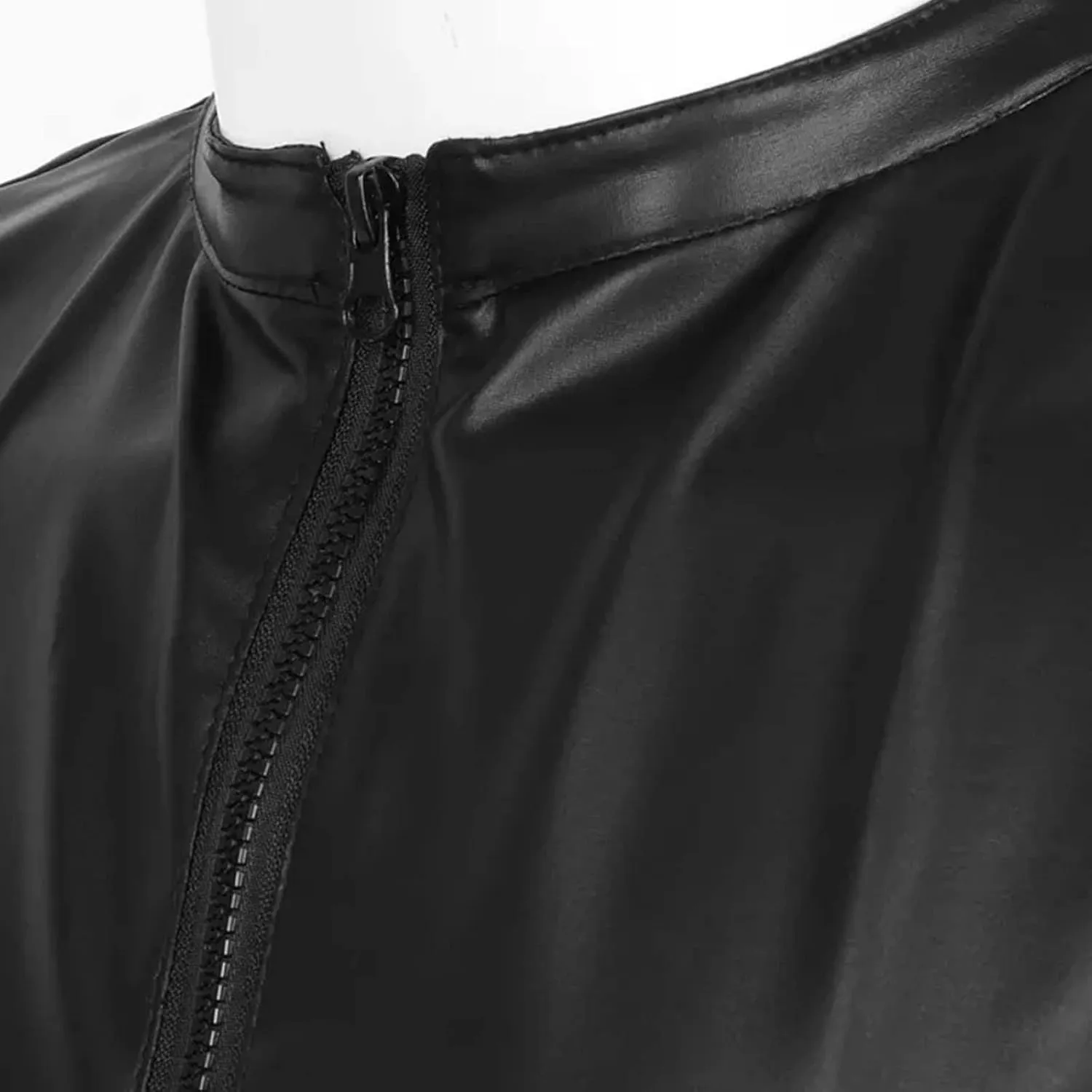 PU Leather Vest Undershirt for MenZipper Stand Collar Shirt Sleeveless TopsMuscle Waistcoats Clubwear Costumes