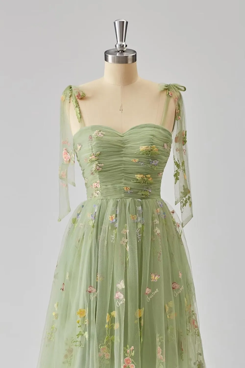 Puffy Sleeve Prom Dresses Flower Embroidery Tulle Backless A-line Lace Formal Evening Party Gown for Women