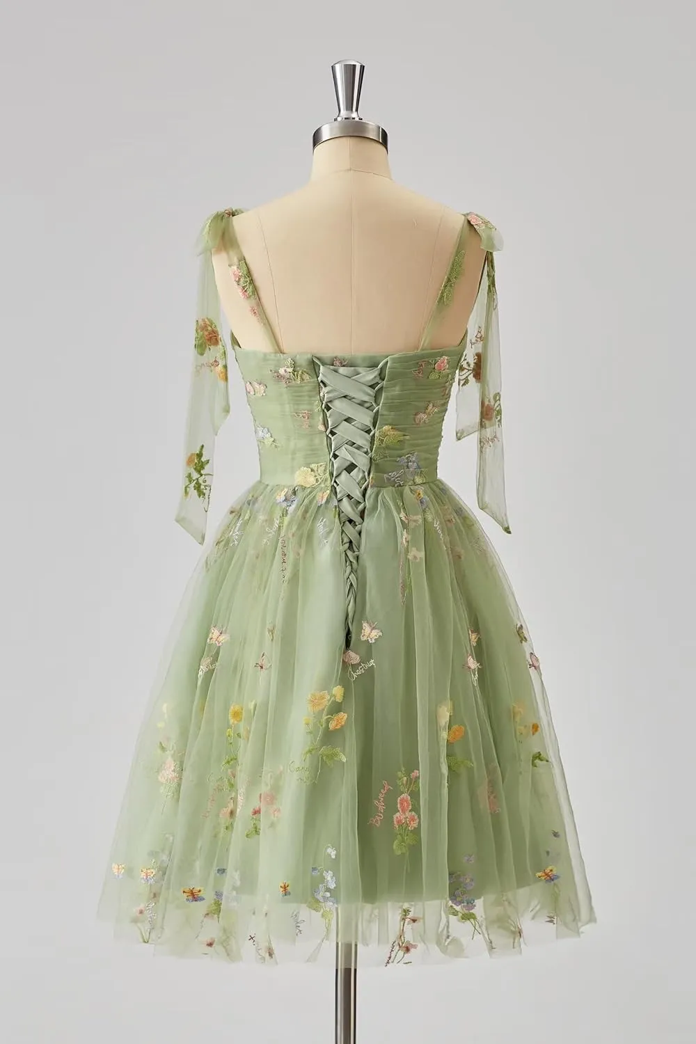 Puffy Sleeve Prom Dresses Flower Embroidery Tulle Backless A-line Lace Formal Evening Party Gown for Women