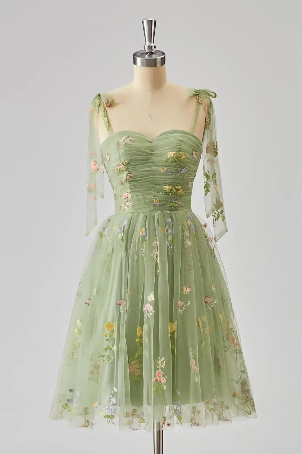 Puffy Sleeve Prom Dresses Flower Embroidery Tulle Backless A-line Lace Formal Evening Party Gown for Women