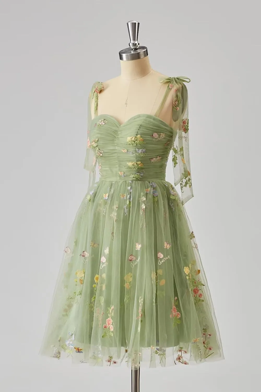Puffy Sleeve Prom Dresses Flower Embroidery Tulle Backless A-line Lace Formal Evening Party Gown for Women