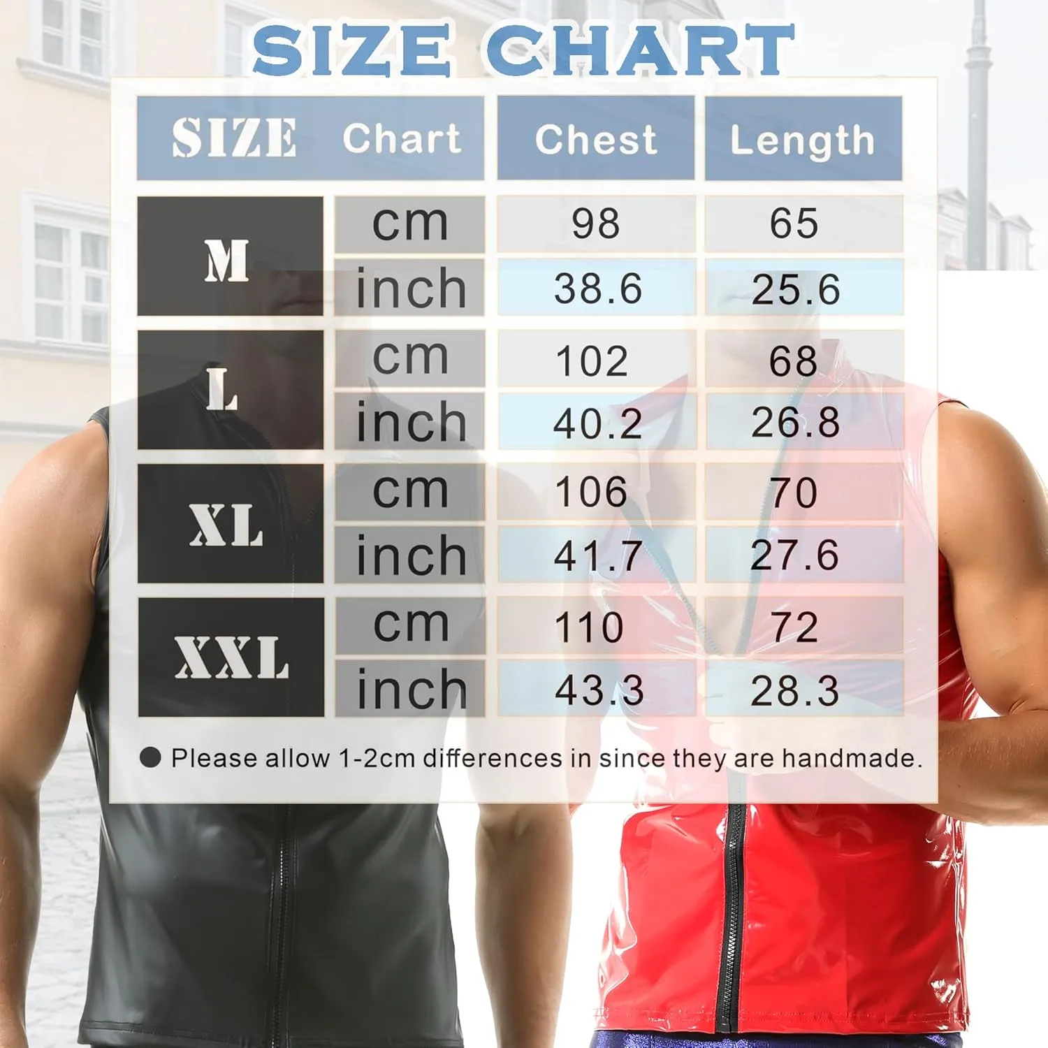 QiaTi Men's Faux Leather Vest Undershirt Mens Sleeveless Tank Top Zipper Stand Collar Shirt Muscle Waistcoats Fit Athletic