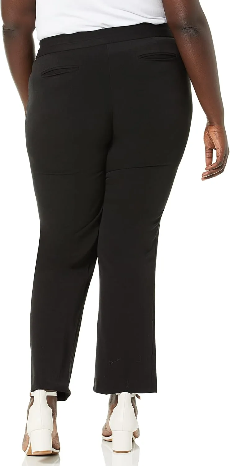 Rafaella Women's Plus Size Curvy Gabardine Slim Leg Stretch Dress Pant, 32-inch Inseam, Pull-on, with Pockets (Size 16-22)