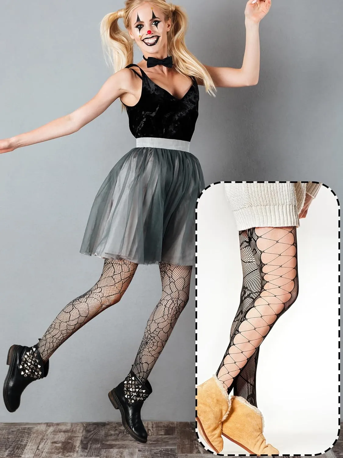 Ramede 10 Pairs Fishnet Thigh High Stockings for Women Goth Fish Nets Lace Mesh Tights High Waist Fishnet Leggings Pantyhose