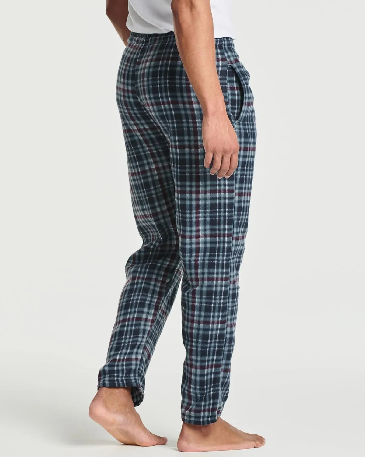 Real Essentials 3 Pack: Mens Fleece Plaid Pajama Pants - Lounge Pajama Bottoms(Available in Big & Tall)