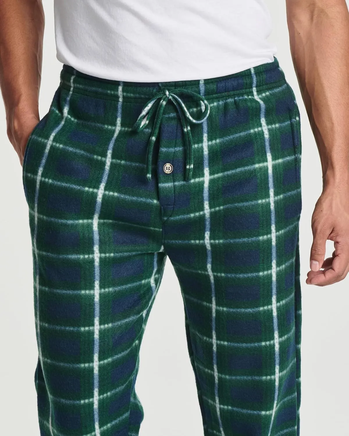 Real Essentials 3 Pack: Mens Fleece Plaid Pajama Pants - Lounge Pajama Bottoms(Available in Big & Tall)