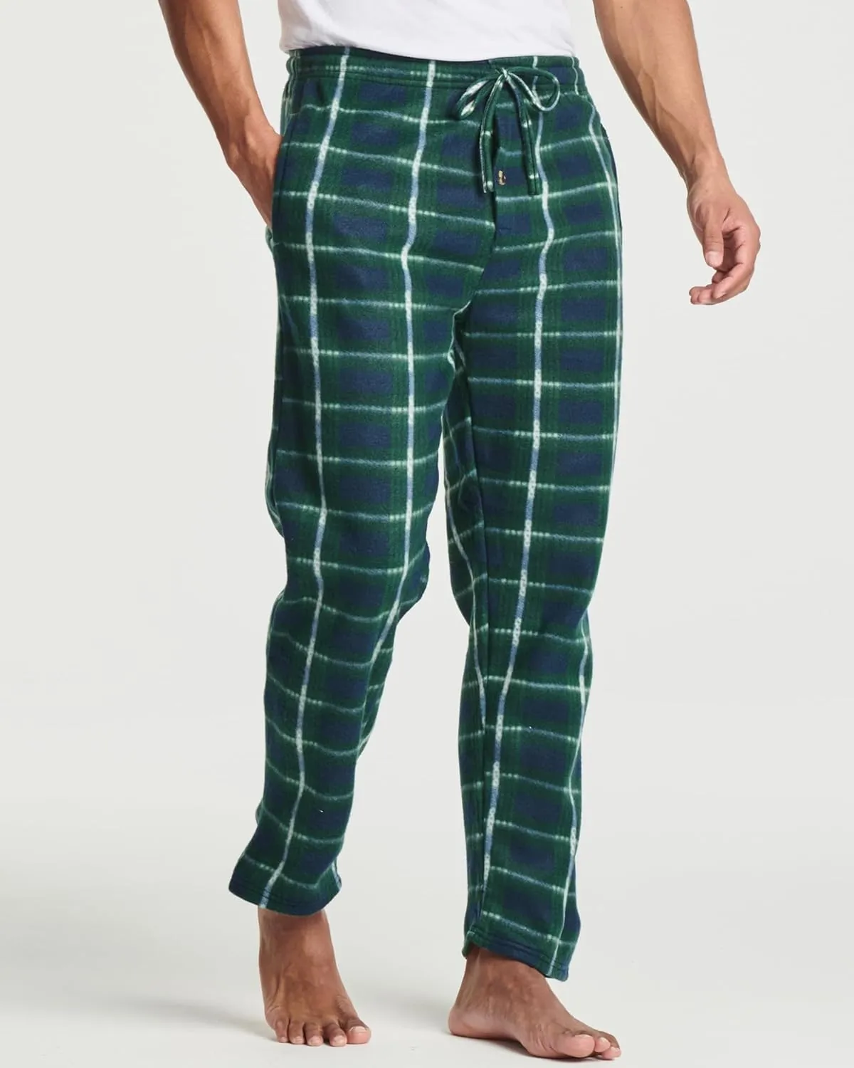 Real Essentials 3 Pack: Mens Fleece Plaid Pajama Pants - Lounge Pajama Bottoms(Available in Big & Tall)