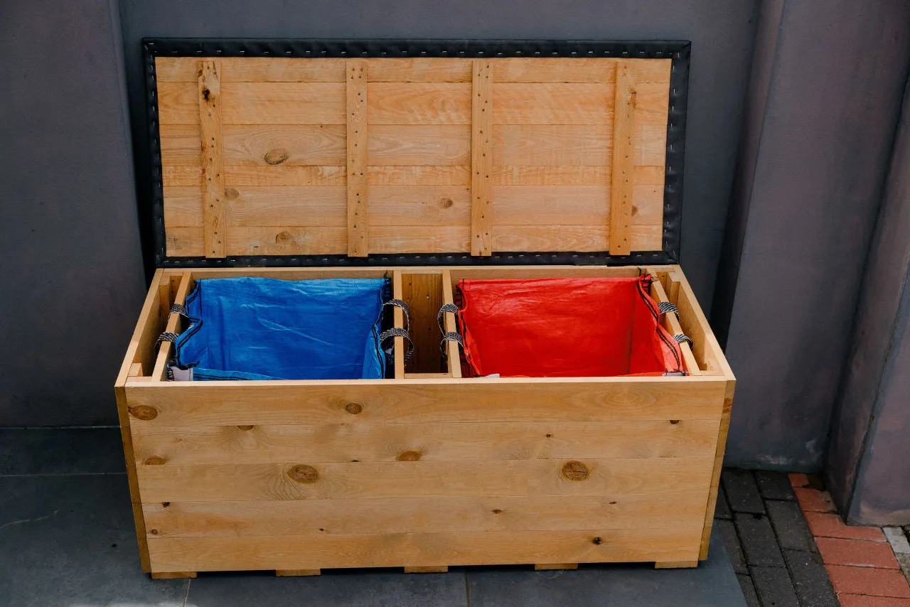 Recycling Bench with Waterproof lid for Cardiff Recycling