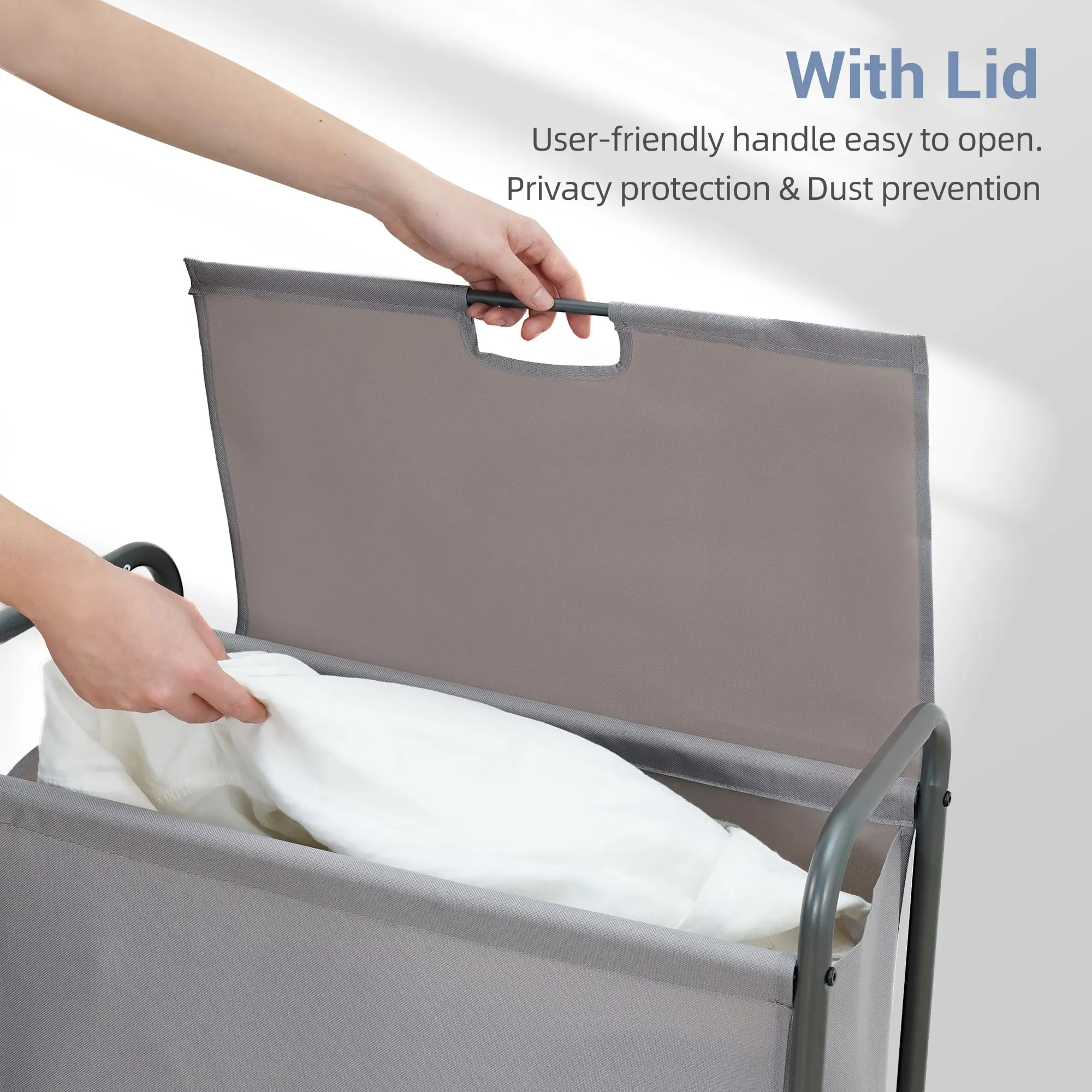 Rolling Laundry Hamper with Lid and Wheels