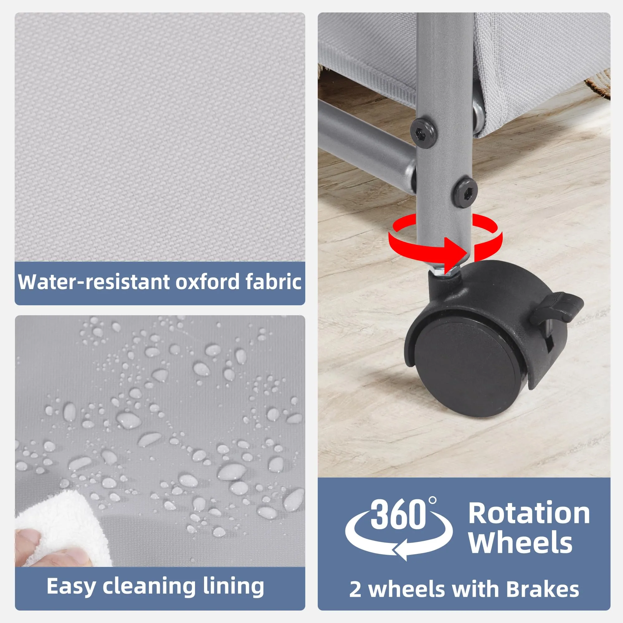 Rolling Laundry Hamper with Lid and Wheels