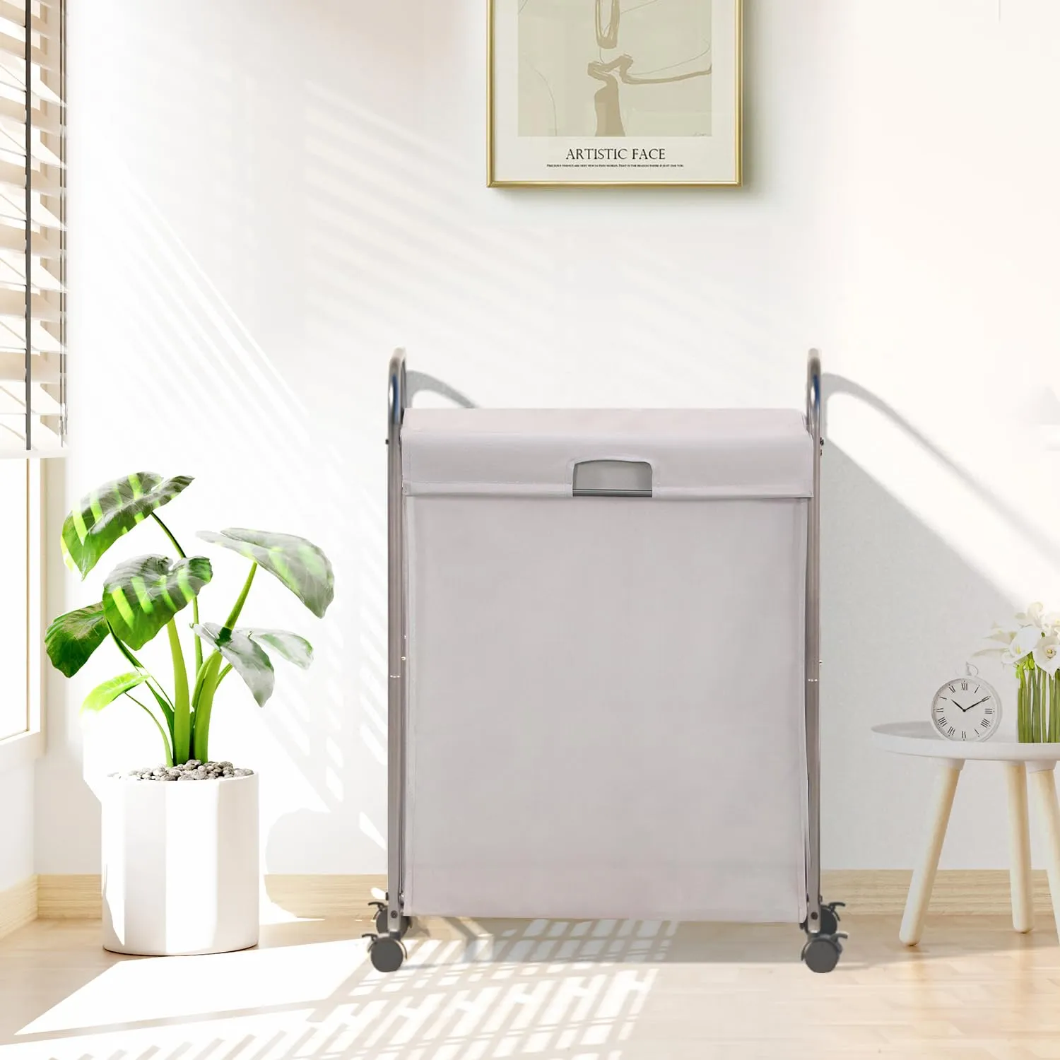 Rolling Laundry Hamper with Lid and Wheels