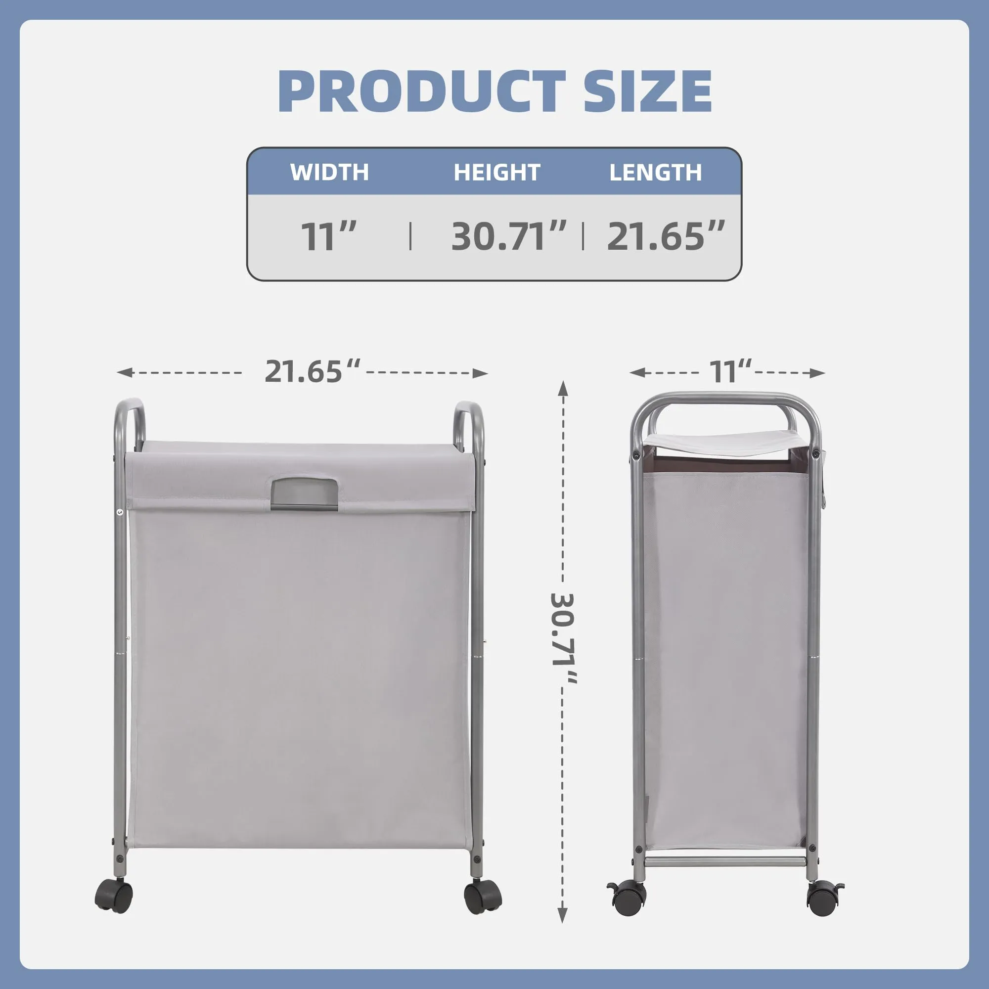 Rolling Laundry Hamper with Lid and Wheels