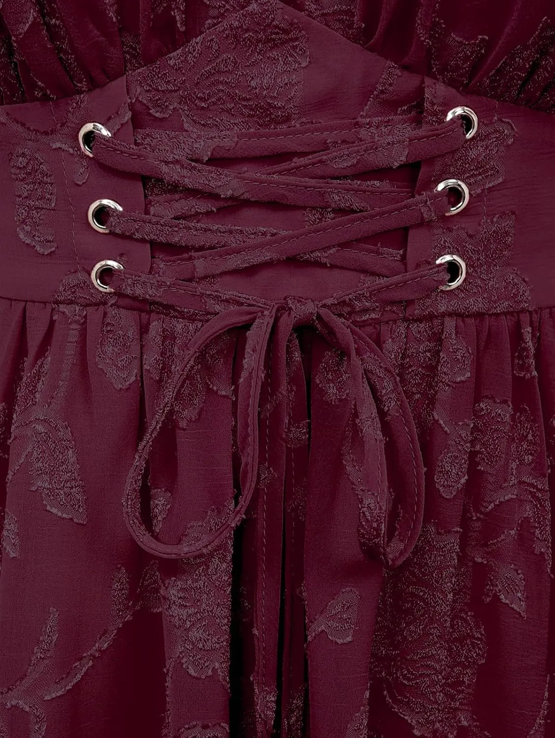 ROSE GAL Rosegal Plus Size Women Flower Jacquard Lace-up Ruched Sleeveless Blouse Flowy Handkerchief Hem Tank Top