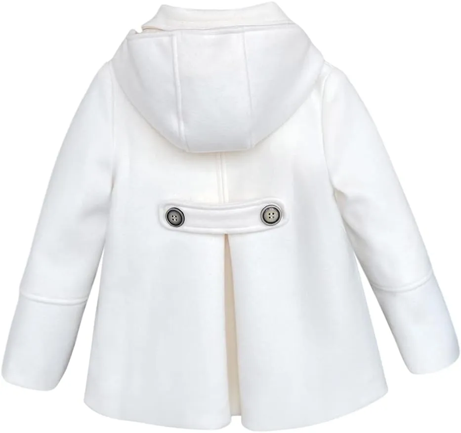 rrhss Baby Girls Button Formal Coat Toddler Kids Hooded Woolen Jacket Fall Winter Outwear