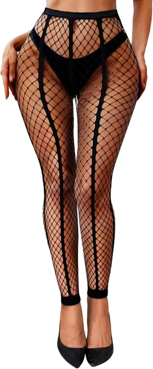 RSLOVE Womens Pantyhose Fishnet Stockings Sexy Tights Lace Hight Waist tights Mesh Stockings Fish Net Tights