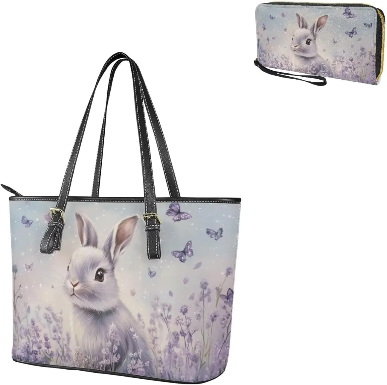 Saddle Purses for Women Easter Day Shoulder Bags Zipper Wallet 2 Pcs