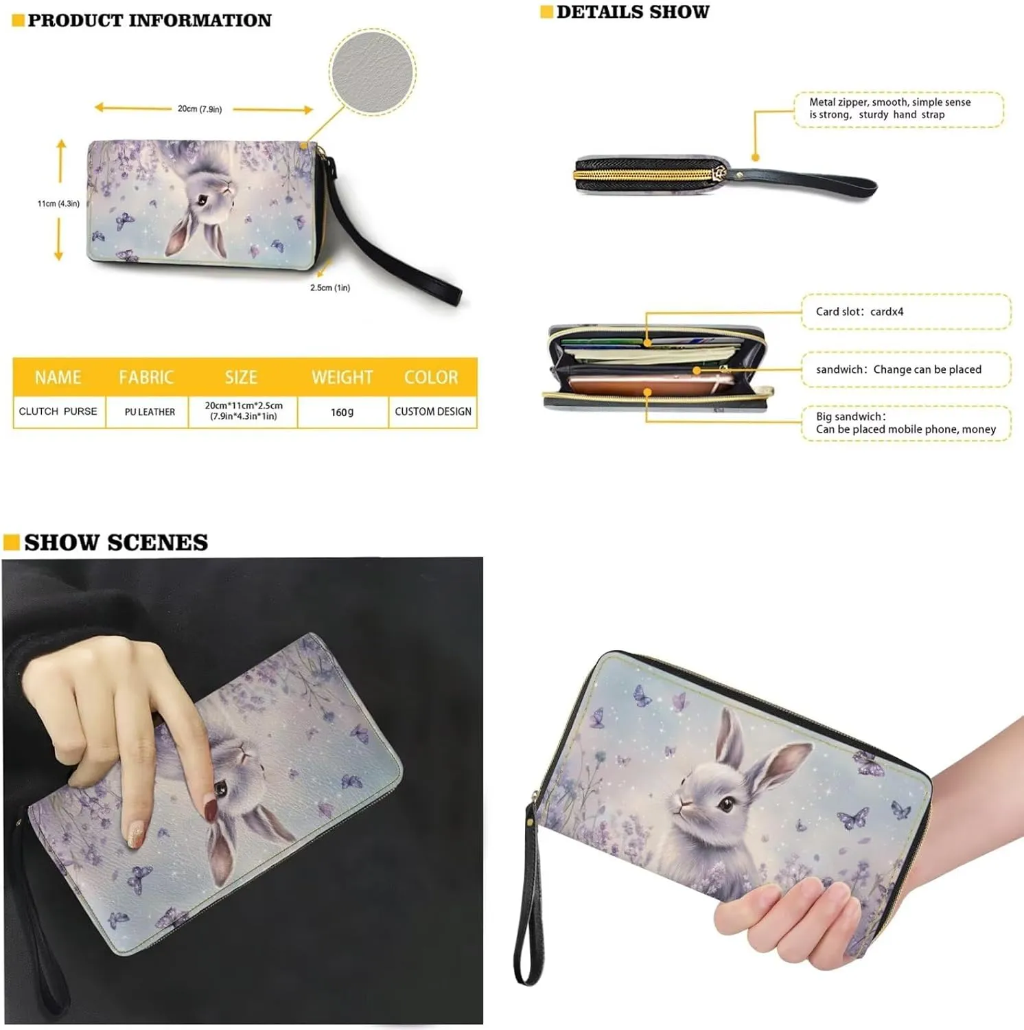 Saddle Purses for Women Easter Day Shoulder Bags Zipper Wallet 2 Pcs